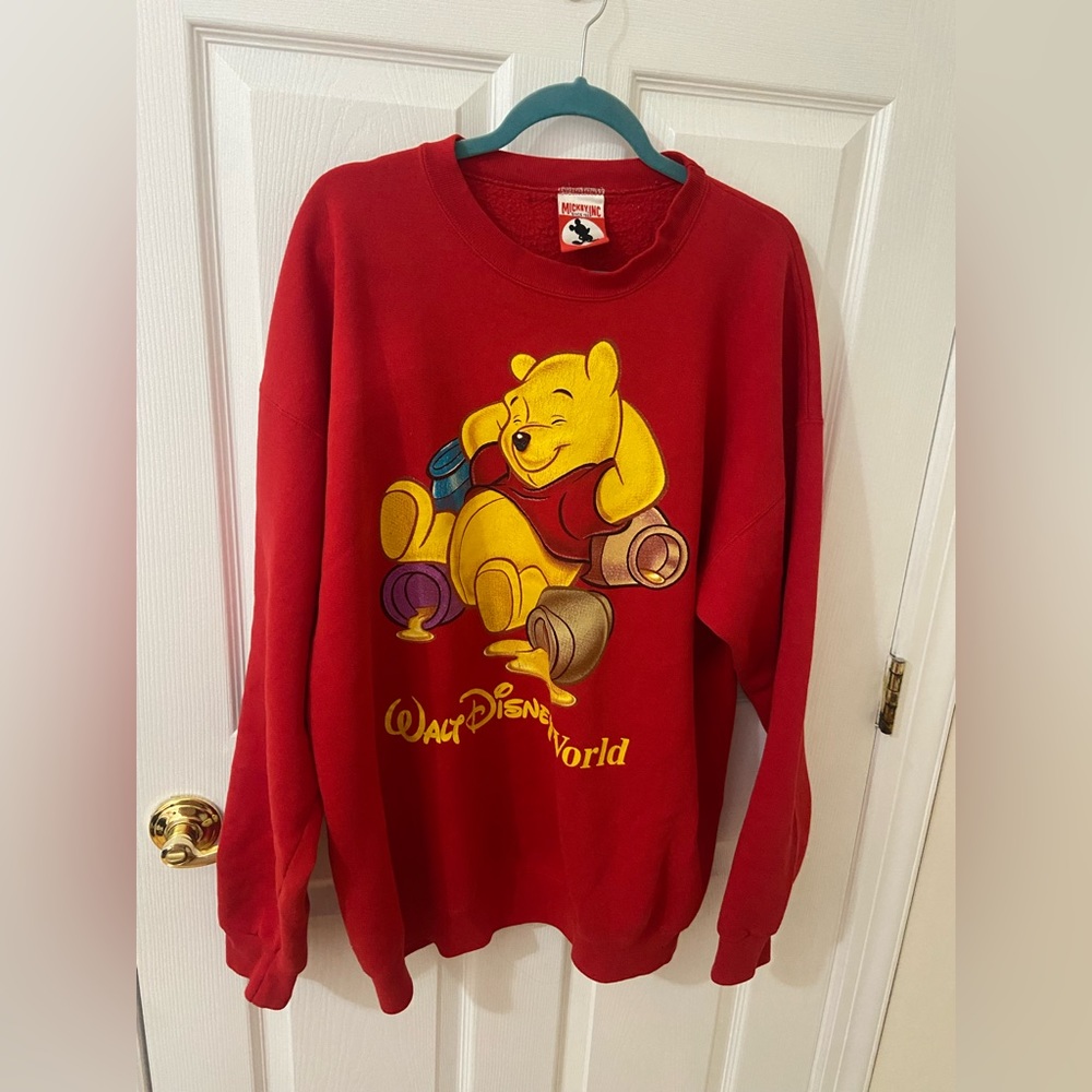 Red Disney Pooh Crewneck